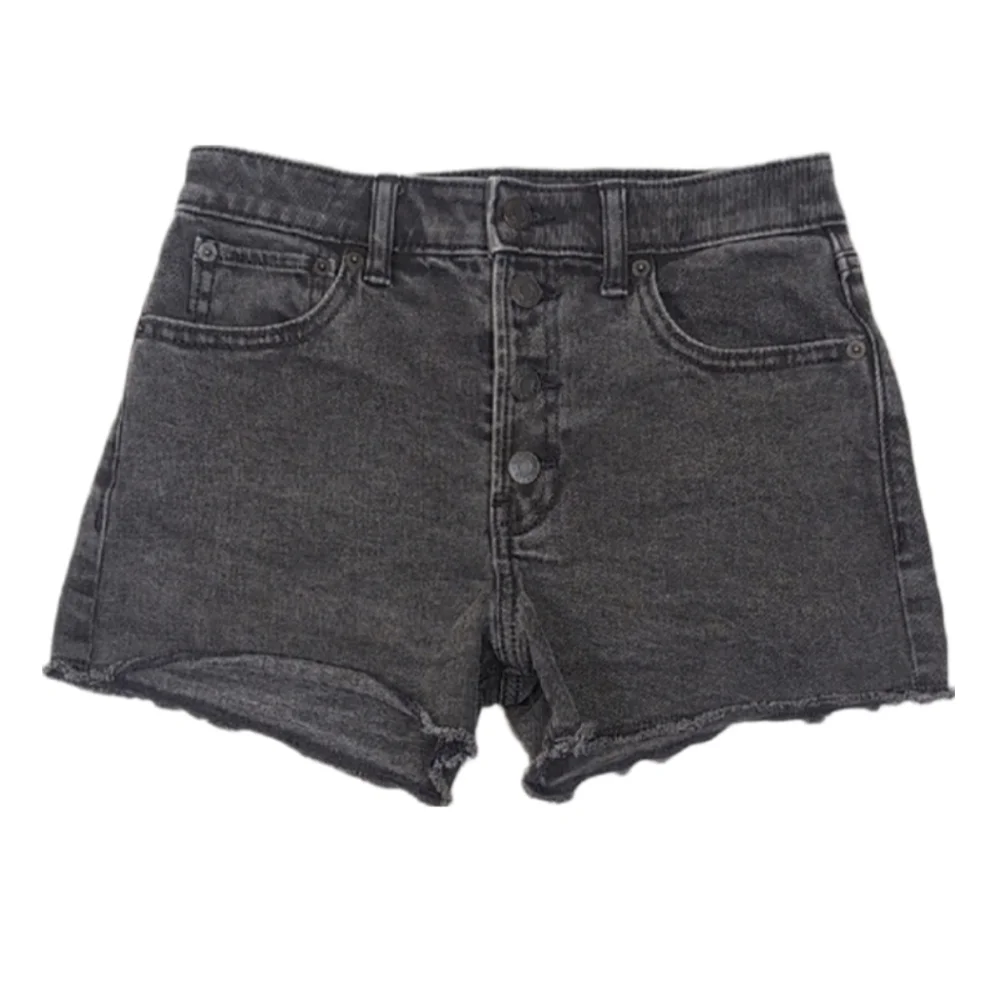 Gap High Rise Denim Shorts Cut Off Raw Hem Button Fly Vintage Wash Jean